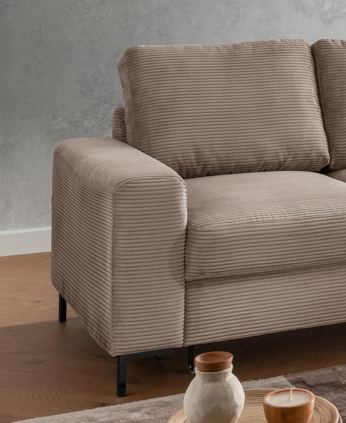 Eckschlafsofa Zona, Graubraun S: 237x143 Cm - Graubraun/Schwarz, KONVENTIONELL, Textil (237/143cm) - Livetastic