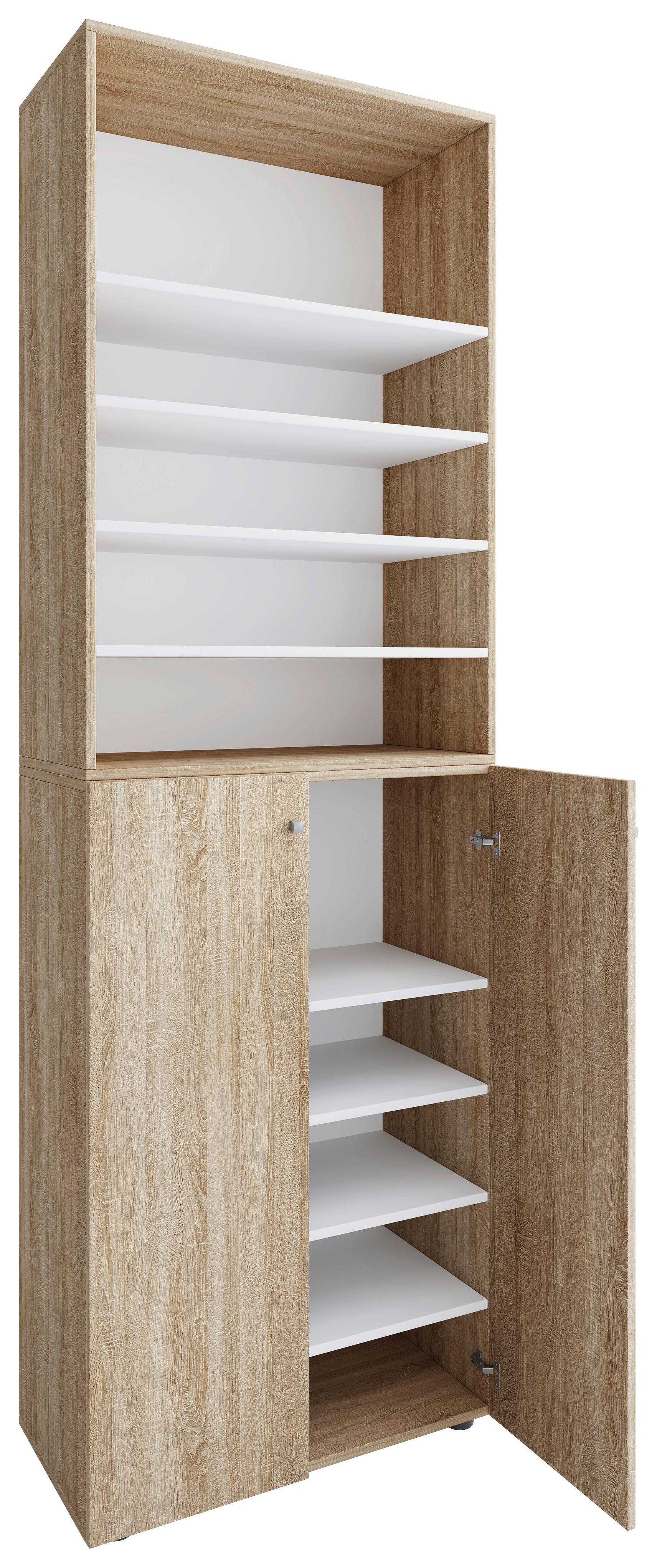 SCHUHSCHRANK Lona Sonoma Eiche Dekor - Schwarz/Sonoma Eiche, Design, Holzwerkstoff (70/220/40cm) - MID.YOU