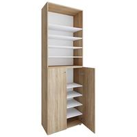 SCHUHSCHRANK Lona Sonoma Eiche Dekor - Schwarz/Sonoma Eiche, Design, Holzwerkstoff (70/220/40cm) - MID.YOU