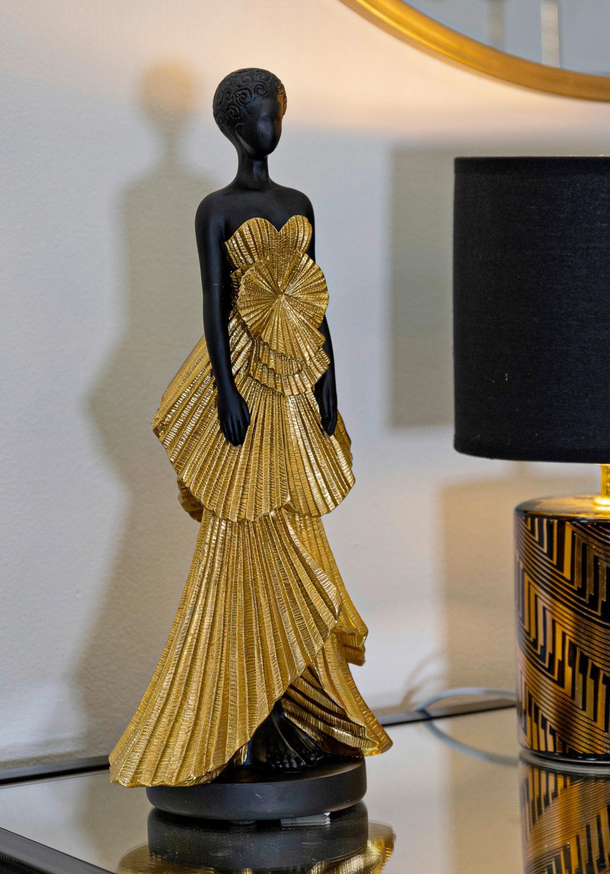 Skulptur Fashion Gold Woman Schwarz Goldfarben, B: 14,5 cm - Goldfarben/Schwarz, Basics, Kunststoff (14.5/33/10cm)