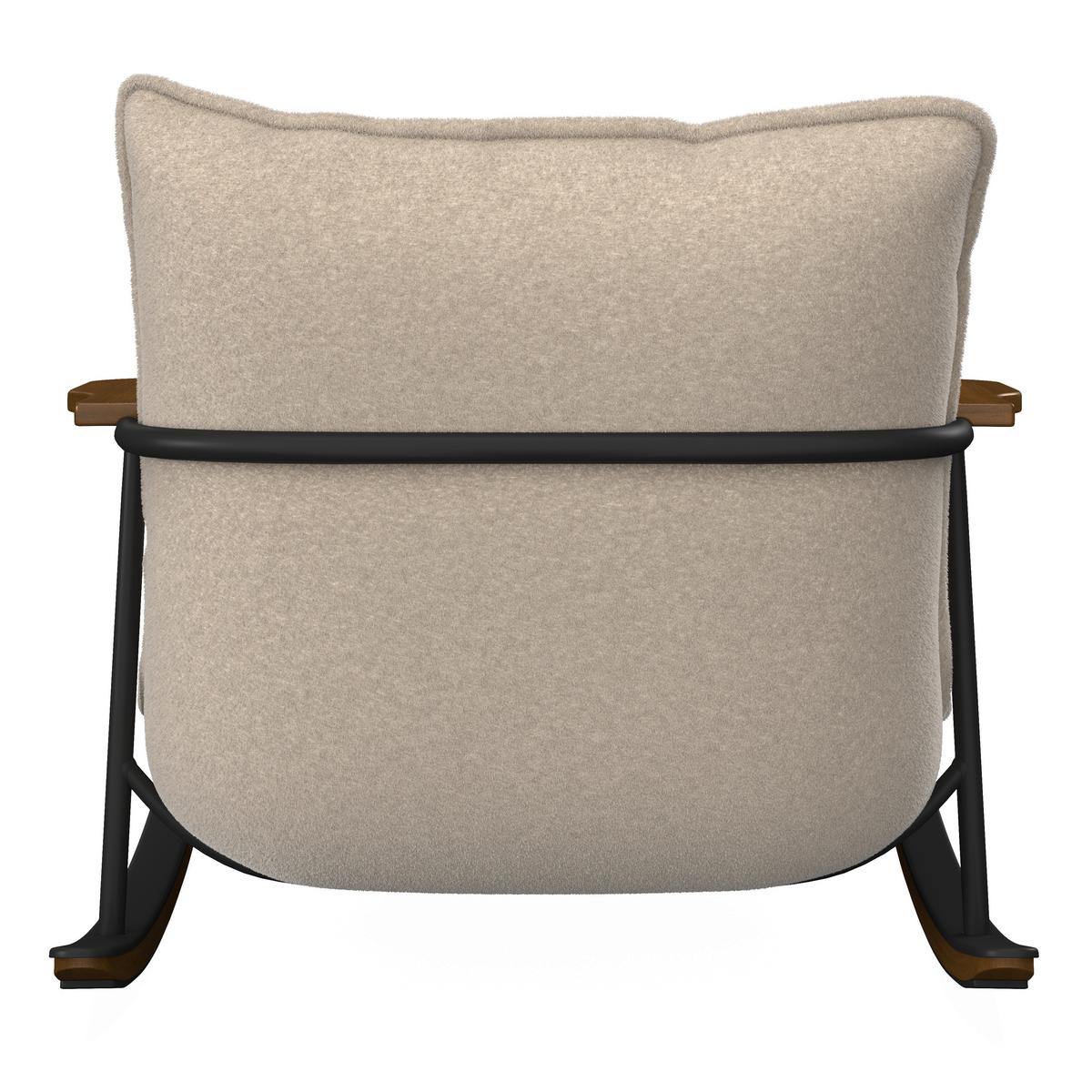 Hojdacie kreslo INES, béžové buklé, max. 120 kg - čierna/prírodná farba, Modern, kov/drevo (89/77/94cm) - Bessagi Home