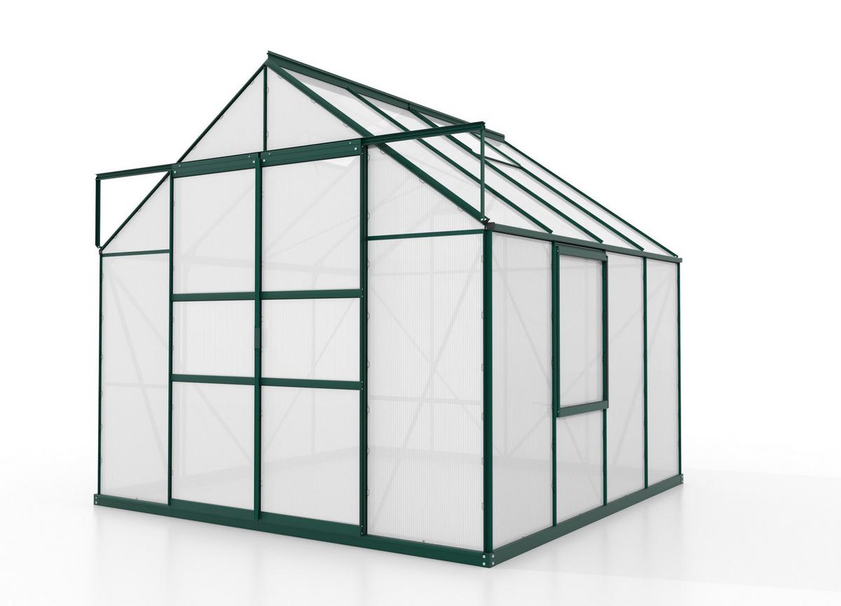 Gewächshausbausatz Meridian 2 6700 6,7 M2 Metall/kunststoff - Smaragdgrün, Basics, Kunststoff/Metall (257/231,8/258cm)