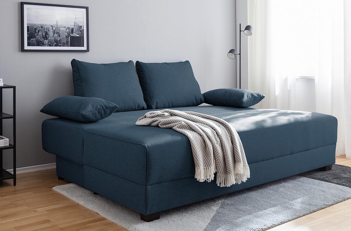 Schlafsofa Dingo, Dunkelblau B: 202 cm - Dunkelbraun/Dunkelblau, Design, Textil (202/85/110cm) - MID.YOU
