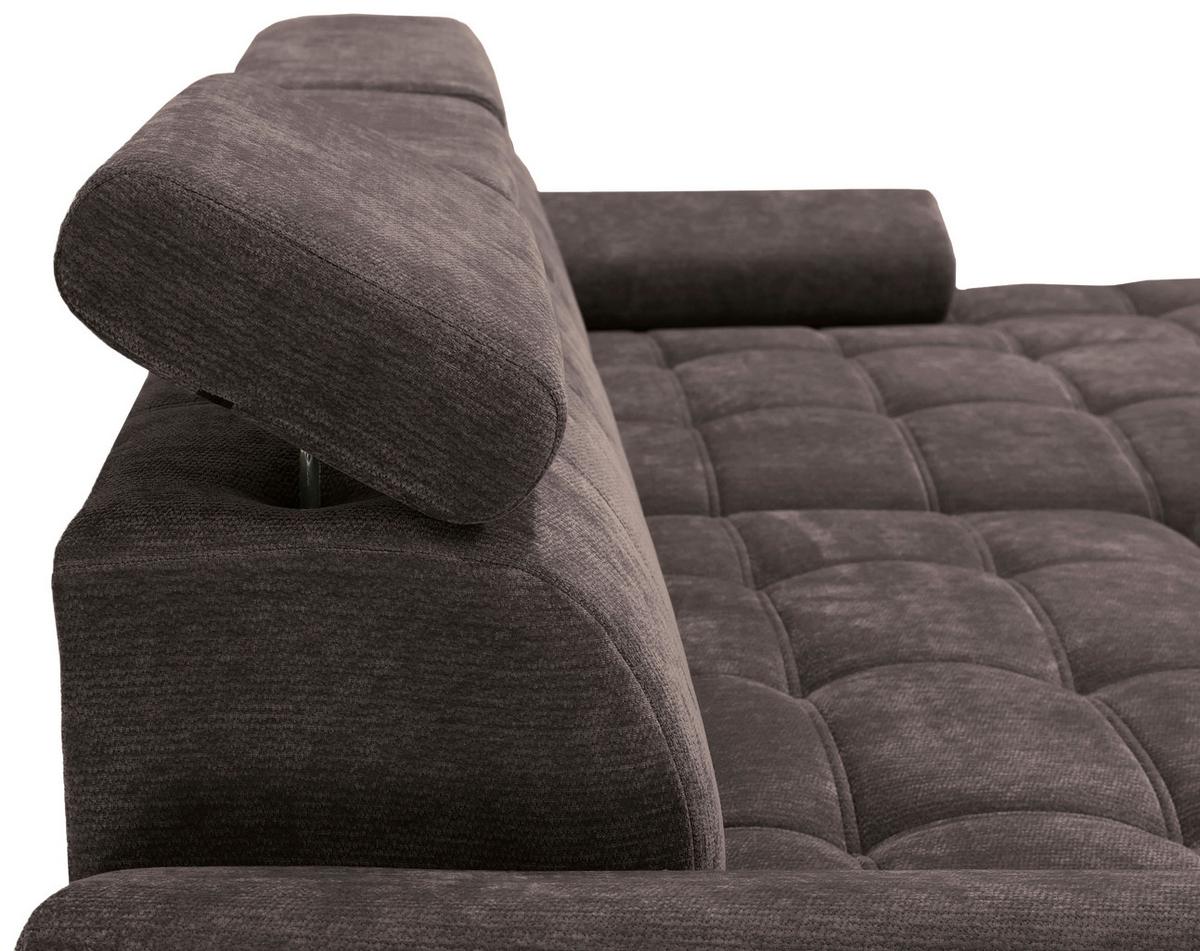 Rohová sedačka VEGAS, pravá, tmavě hnědá žinylka - tmavě hnědá/černá, Design, dřevo/textil (294/173cm)