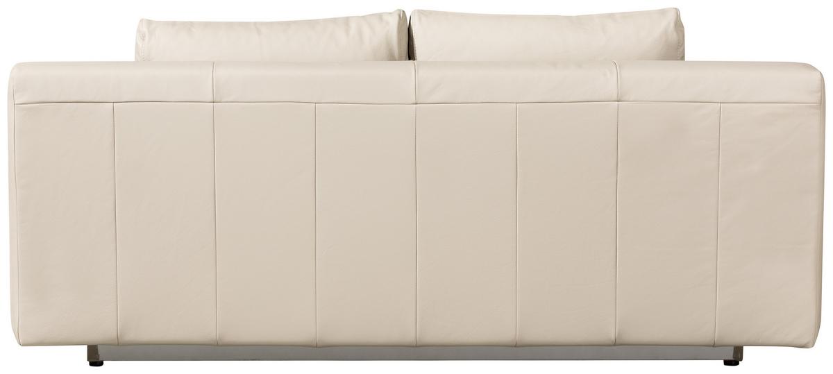 Schlafsofa Mit Kissen Nikita Leder - Chromfarben/Beige, KONVENTIONELL, Leder (195/85/90cm) - Livetastic