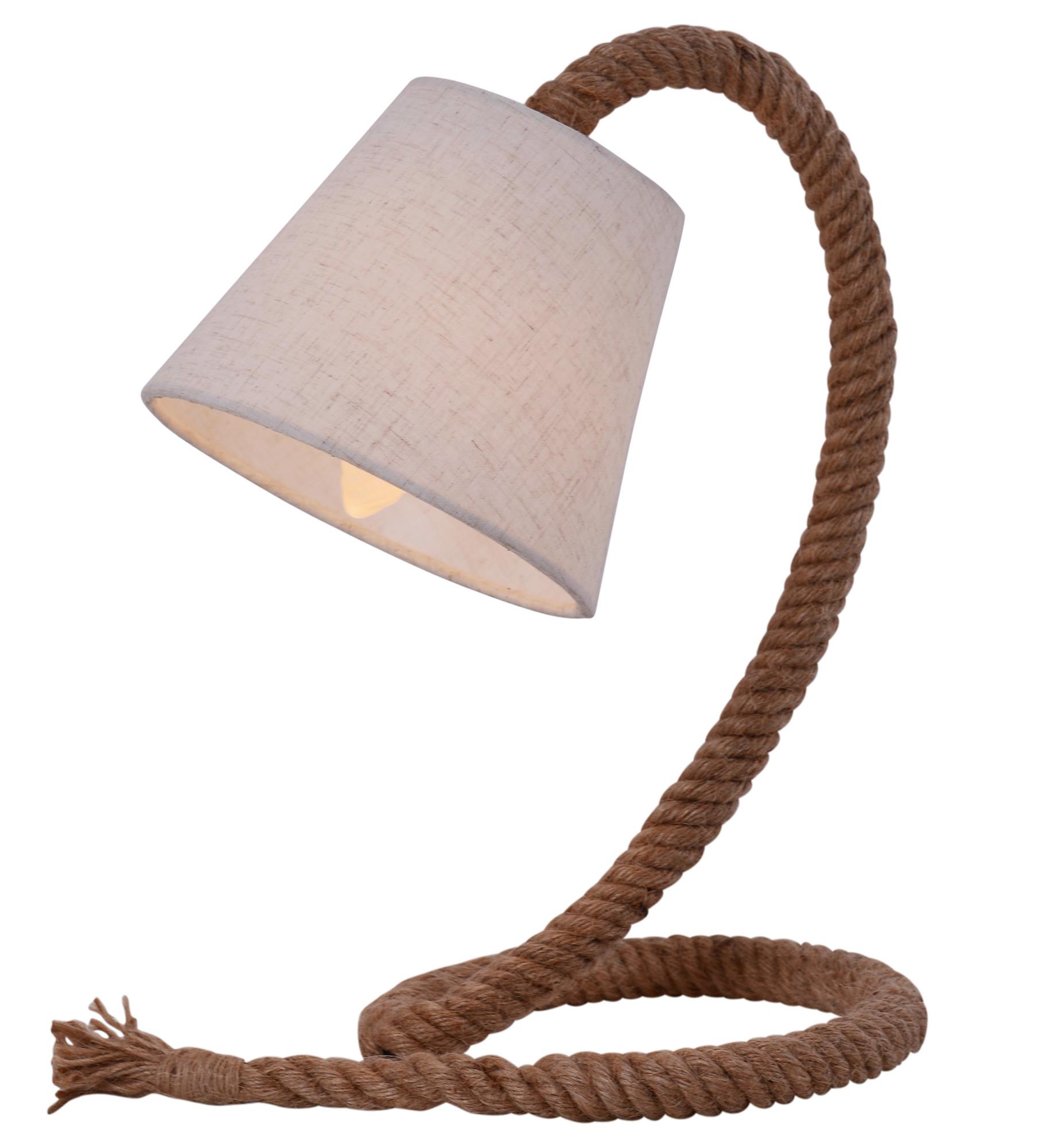 Tischlampe Rope Naturfarben/ Weiß Mit Kippschalter - Naturfarben/Weiß, Design, Kunststoff/Textil (26/38cm) - Näve