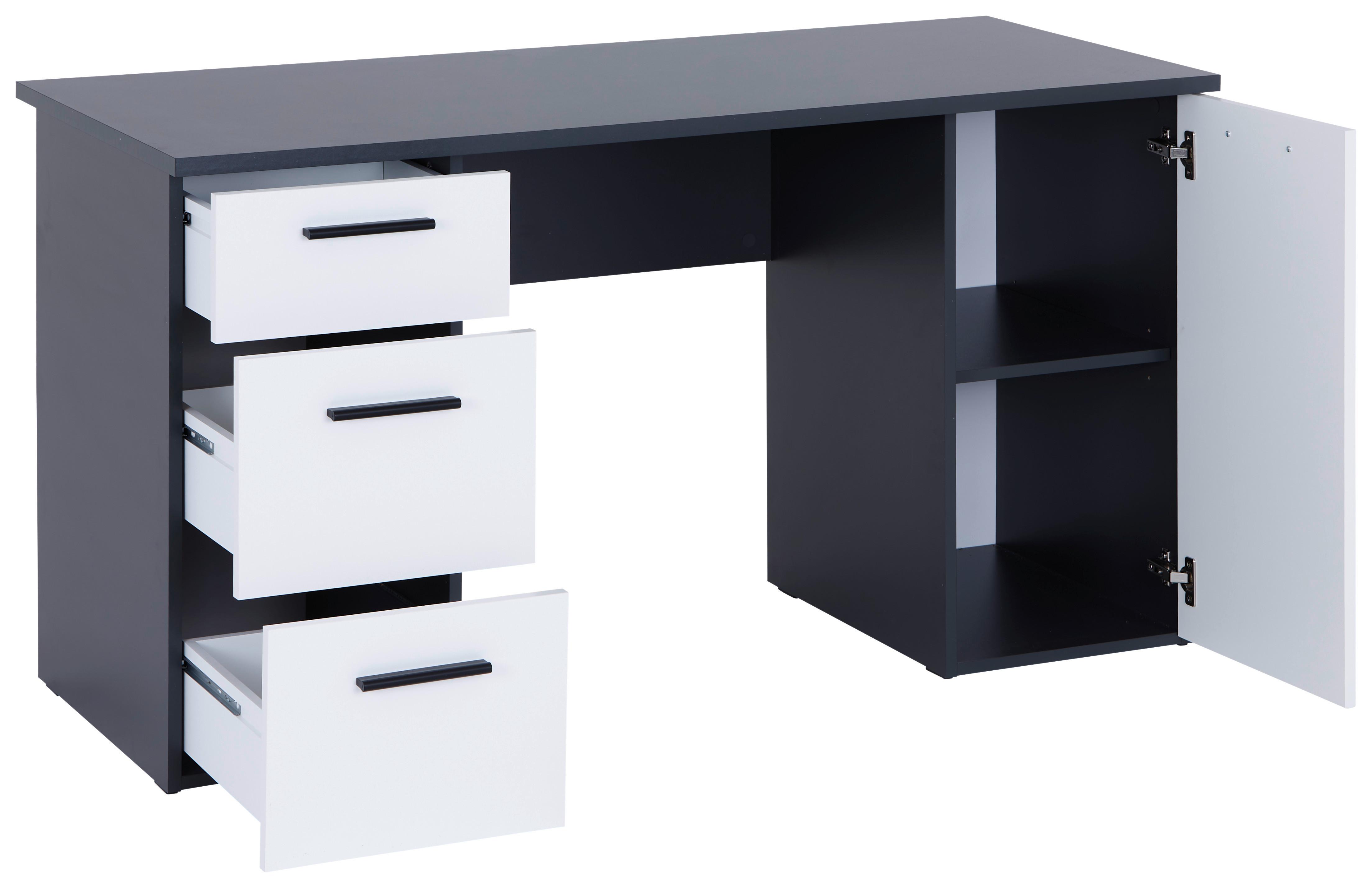 Schreibtisch mit Stauraum B 138 cm H 76cm - Anthrazit/Weiß, MODERN, Holzwerkstoff (138/76/60cm)