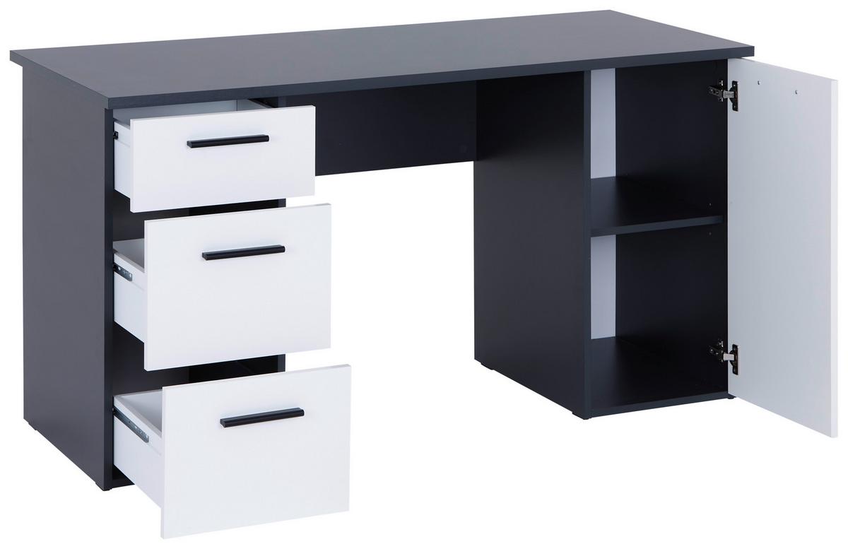 Schreibtisch Mit Stauraum B 138 Cm H 76cm - Anthrazit/Weiß, MODERN, Holzwerkstoff (138/76/60cm)