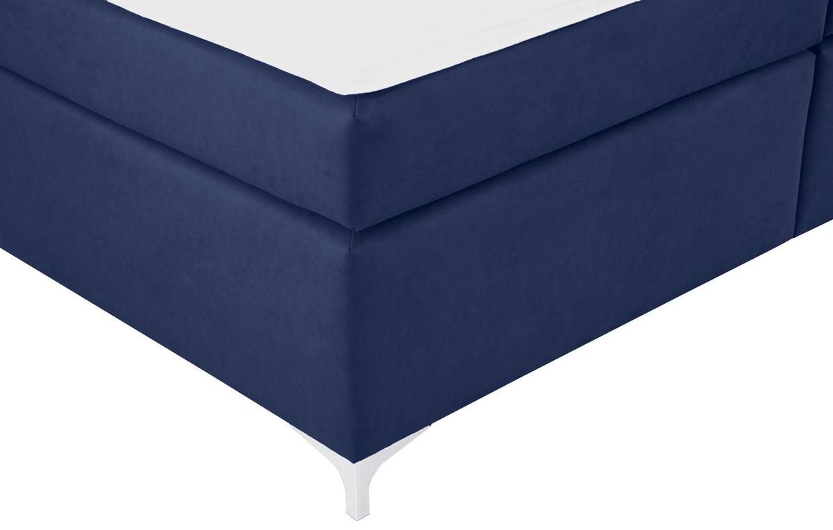 Boxspringbett Mit Topper 180x200 Blau Fabio - Blau, MODERN, Textil (180/200cm)