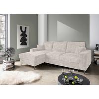 Eckschlafsofa Zona, Creme S: 143x237 Cm - Creme/Schwarz, KONVENTIONELL, Textil (143/237cm) - Livetastic