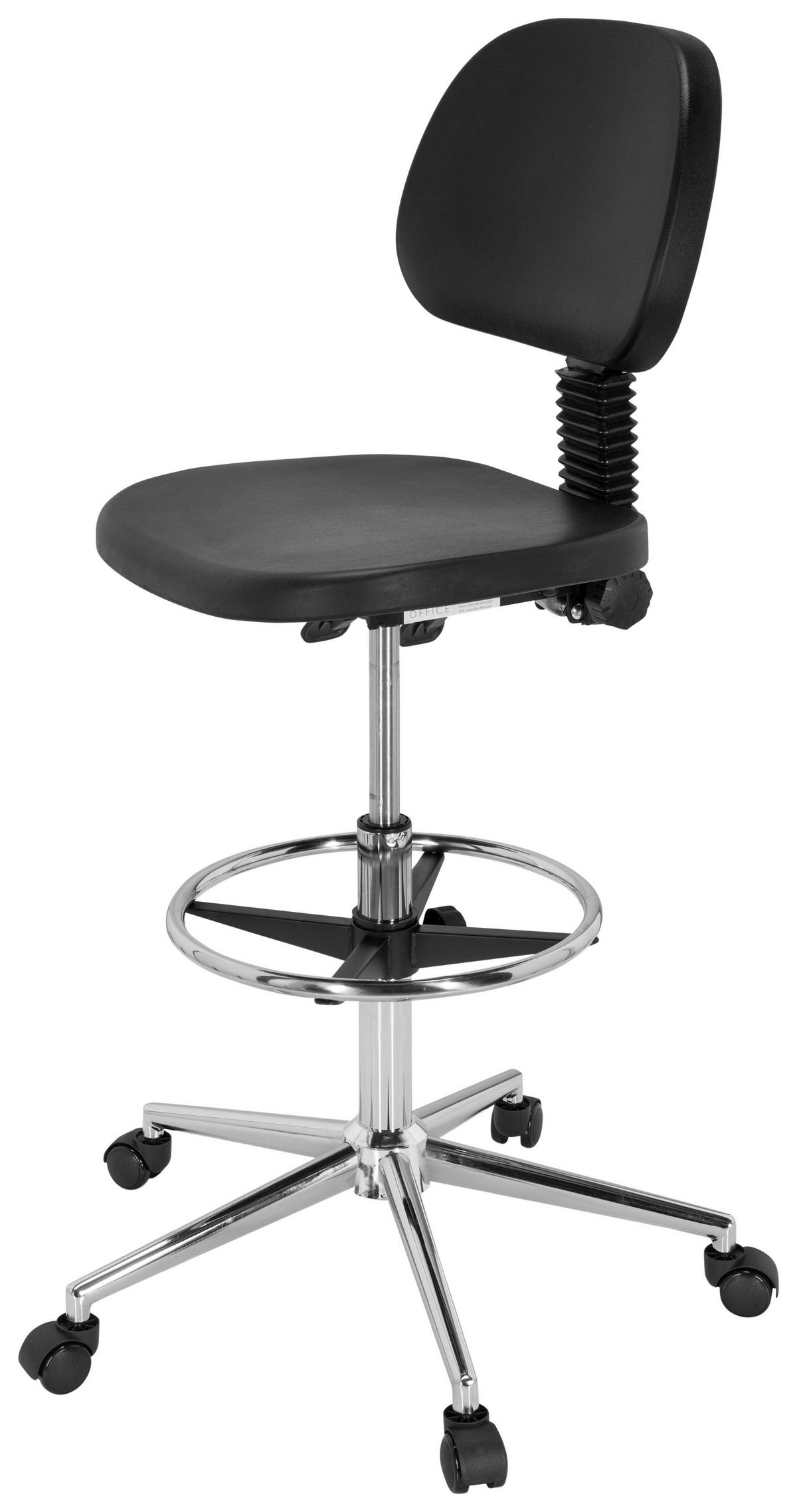 Bürohocker Top Work 24 I Schwarz Bis 100 Kg - Silberfarben/Schwarz, Basics, Kunststoff/Metall (44/91/50cm) - MID.YOU