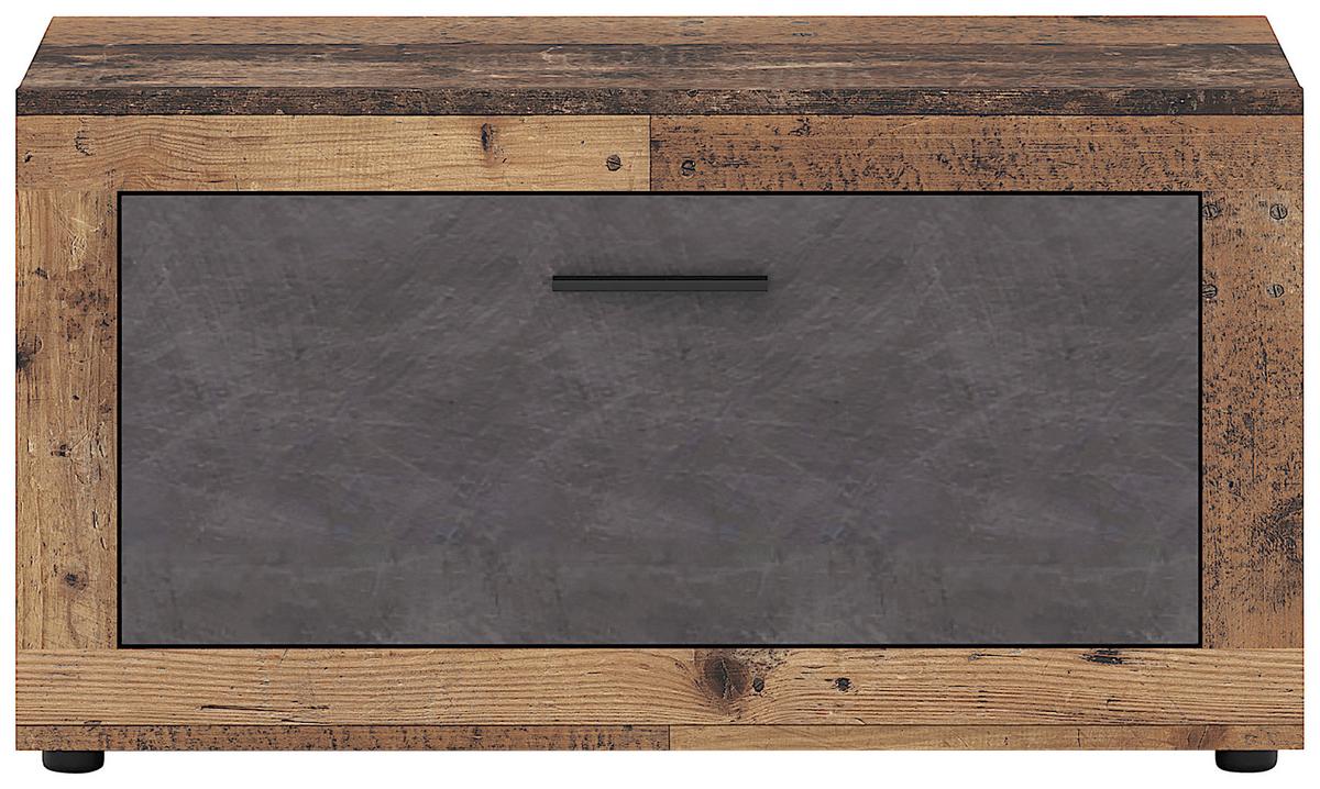 Garderobenbank Luna B: 88,9cm + Schuhablage Graphitfarben - Alteiche/Graphitfarben, Design, Holzwerkstoff/Kunststoff (88,9/48/40cm) - MID.YOU