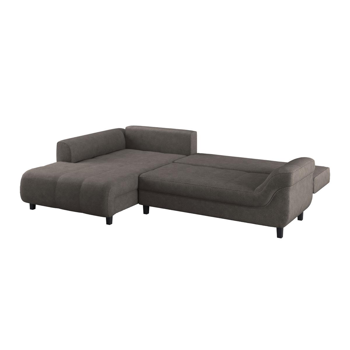 Ecksofa Mendoza - Graubraun/Schwarz, Design, Textil (197/309cm) - Ondega