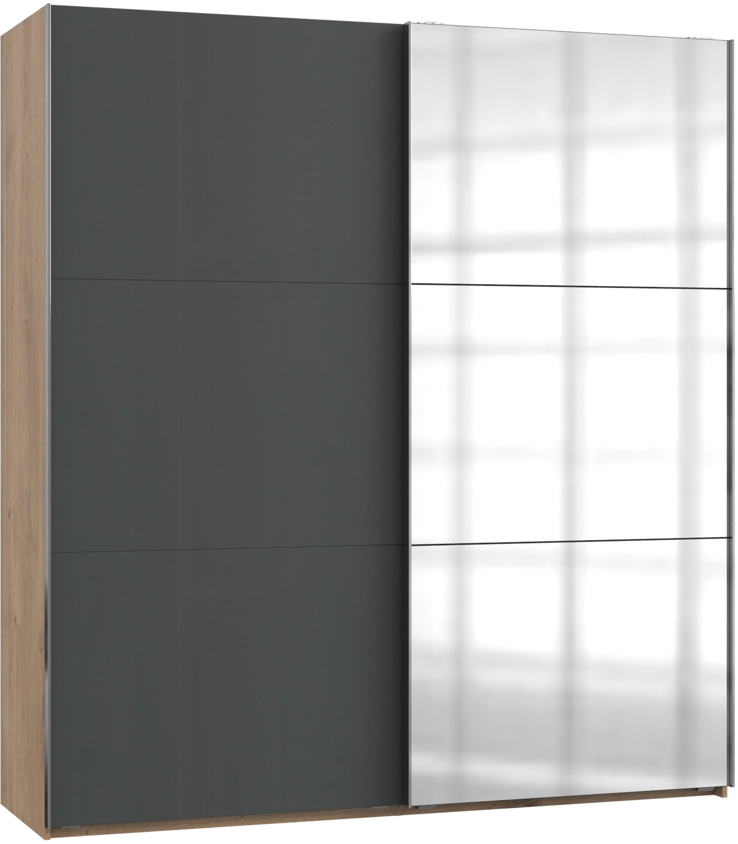 Schwebetürenschrank B: 200 Cm Level, Graphit/eiche Dekor - Eichefarben/Graphitfarben, MODERN, Holzwerkstoff (200/216/65cm) - MID.YOU