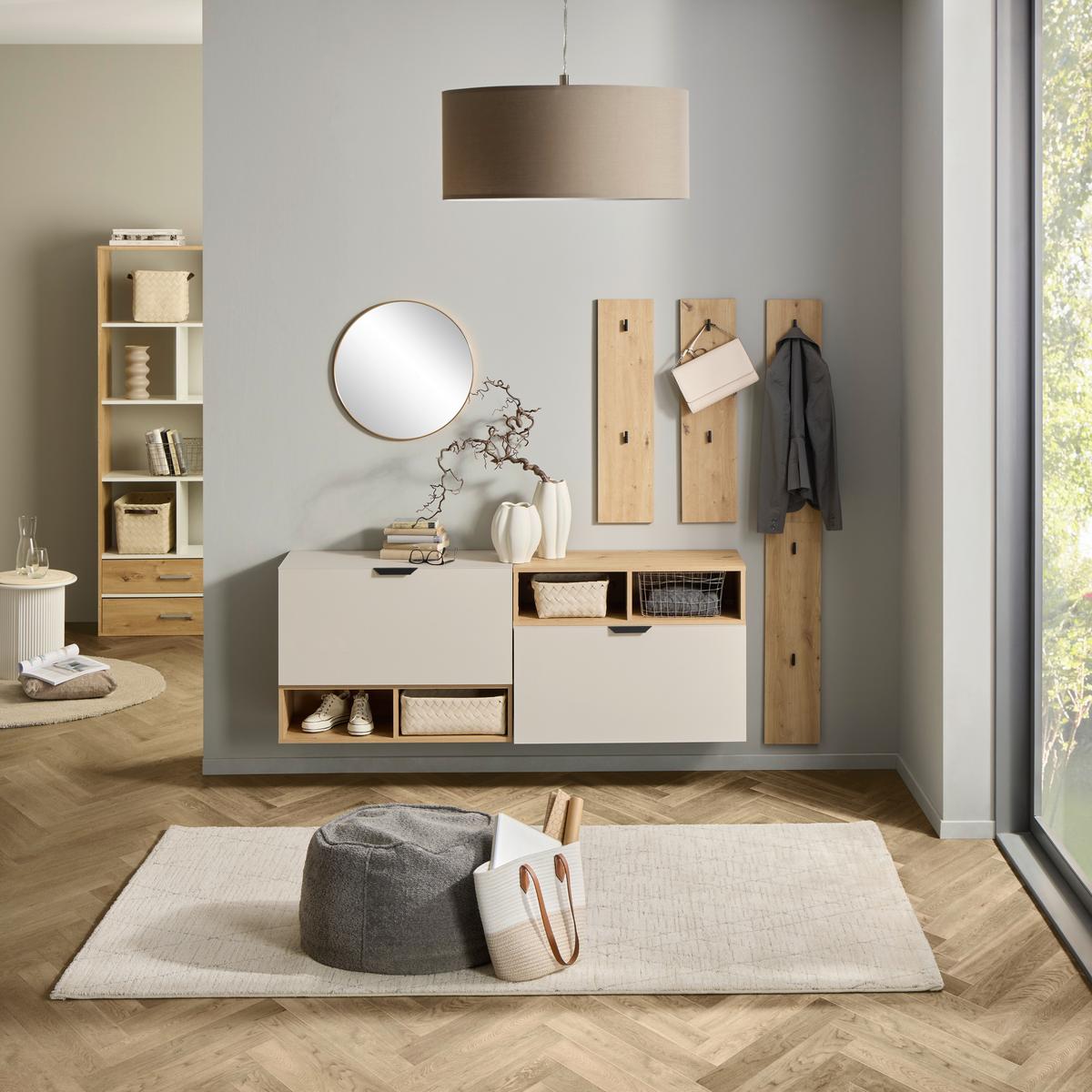 Garderobe Ciao Kaschmir/Eiche Dekor 3--Teilig - Kaschmir/Eiche Artisan, MODERN, Holzwerkstoff (180/160/37,6cm)