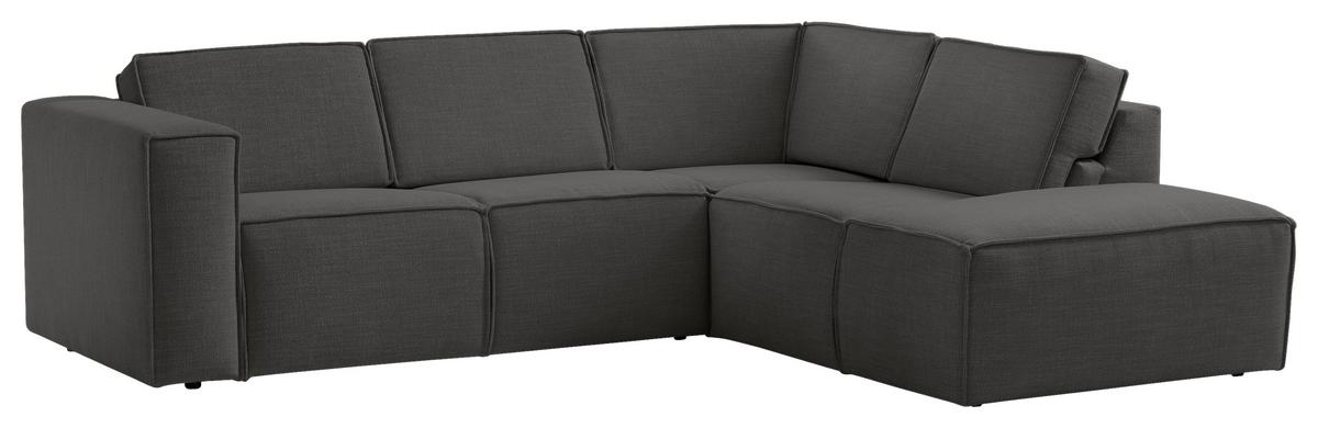 Ecksofa Dice Anthrazit 275x220 cm - Anthrazit/Schwarz, MODERN, Textil (275/220cm) - Trendmanufaktur