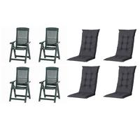 Gartenstuhl-Set Tampa+auflagen Set - Schwarz/Grün, MODERN, Kunststoff/Textil (44/111/50cm) - Gardenson