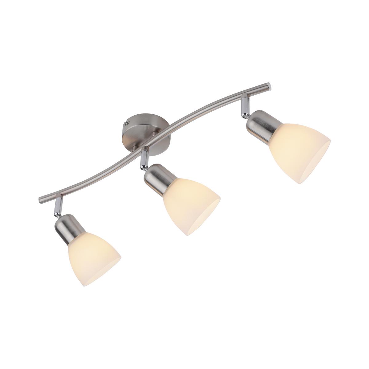 Deckenleuchte Karo L: 68 cm Schwenkbar - Alufarben/Nickelfarben, Basics, Glas/Metall (68/22cm)