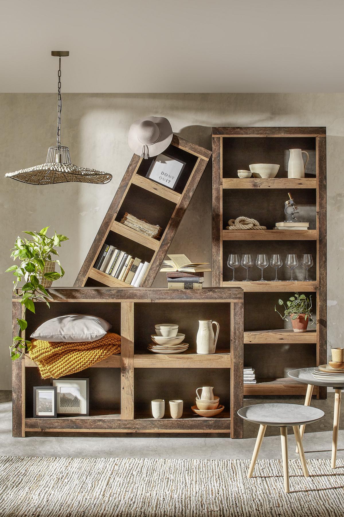 REGÁL MAGARA  -EXKLUSIV- - tmavě hnědá, Konvenční, kov/kompozitní dřevo (91/217/36,3cm) - Mömax