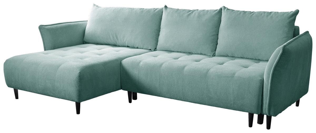Ecksofa Monte Carlo Mintgrün S: 160x290 Cm - Schwarz/Mintgrün, Trend, Holz/Holzwerkstoff (160/290cm)