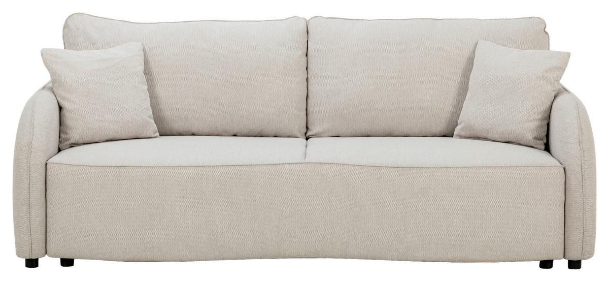 3-Sitzer-Sofa Bari Mit Schlaffunktion & Bettkasten - Beige/Schwarz, Basics, Textil (215/89/100cm) - P & B