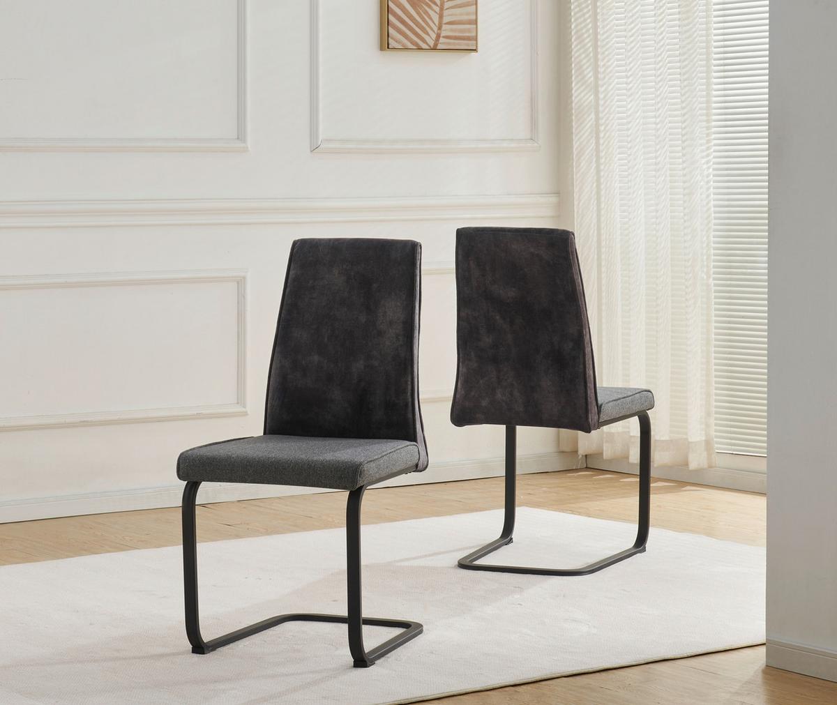 Schwingstuhl Rab Dunkelgrau Eisen Schwarz, B: 46 cm - Dunkelgrau/Schwarz, KONVENTIONELL, Holz/Textil (46/94/62cm) - MID.YOU