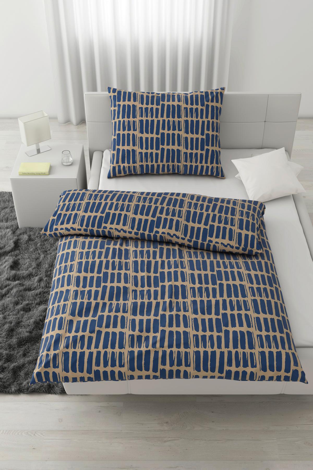 Povlečení Adam, 70/90 140/200cm - modrá/béžová, Moderní, textil (140/200cm) - Mömax