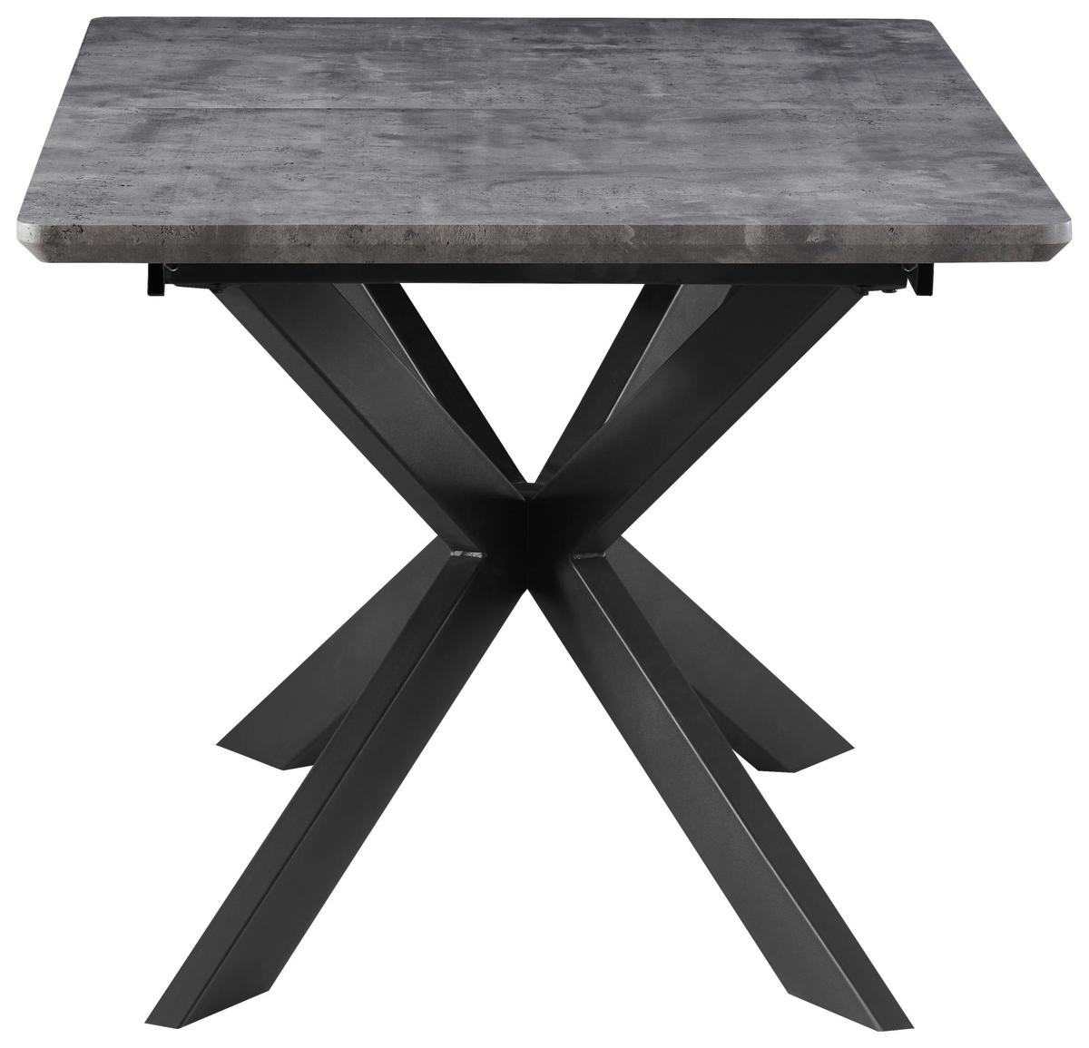 Ausziehtisch Leif 160 Az Mdf Betonoptik, B: 160-200 cm - Schwarz/Grau, KONVENTIONELL, Holzwerkstoff/Metall (160-200/76/90cm) - MID.YOU
