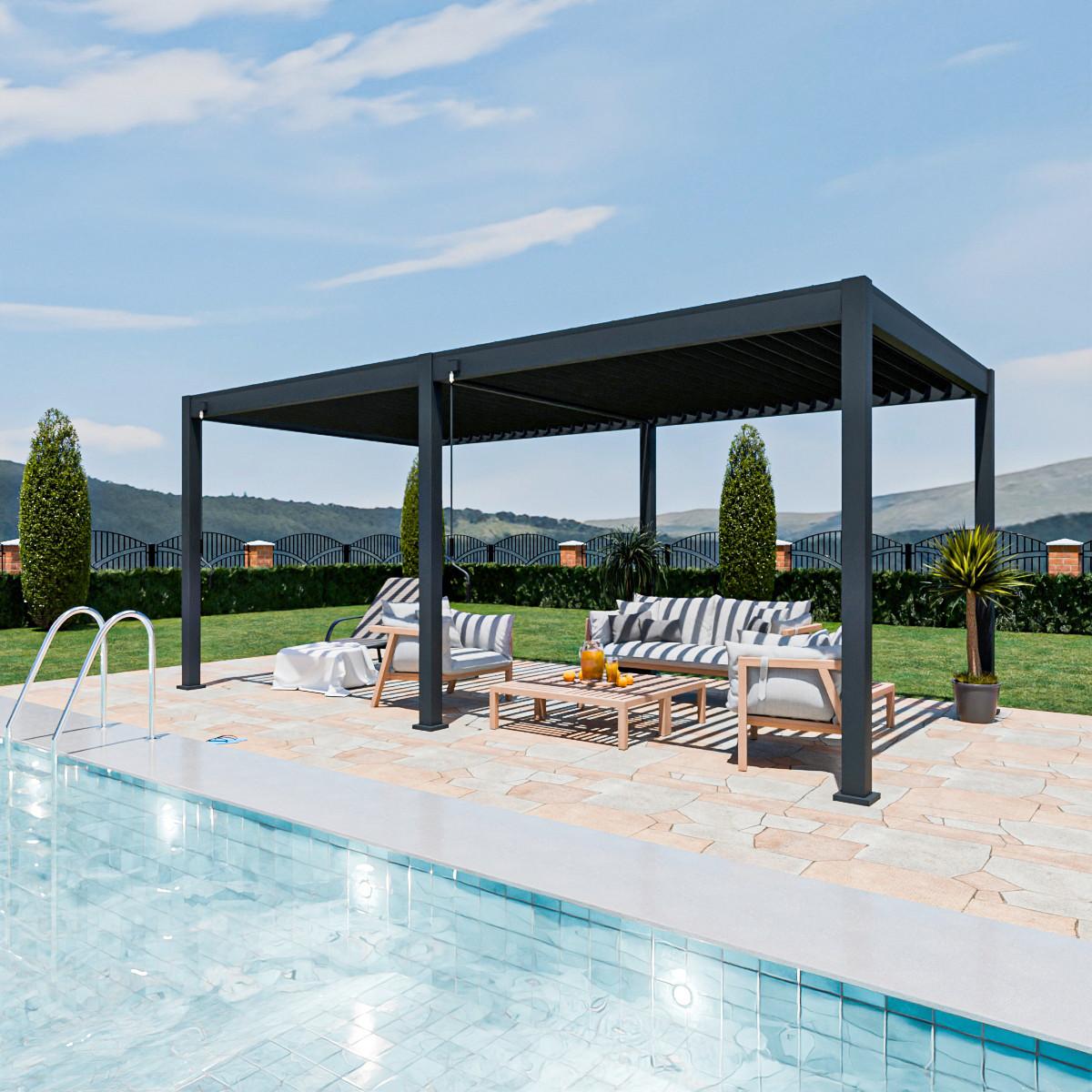 Pergola 300x600 Cm Wetterbeständig, Graphitfarben - Graphitfarben, Basics, Metall (300/600/255cm)