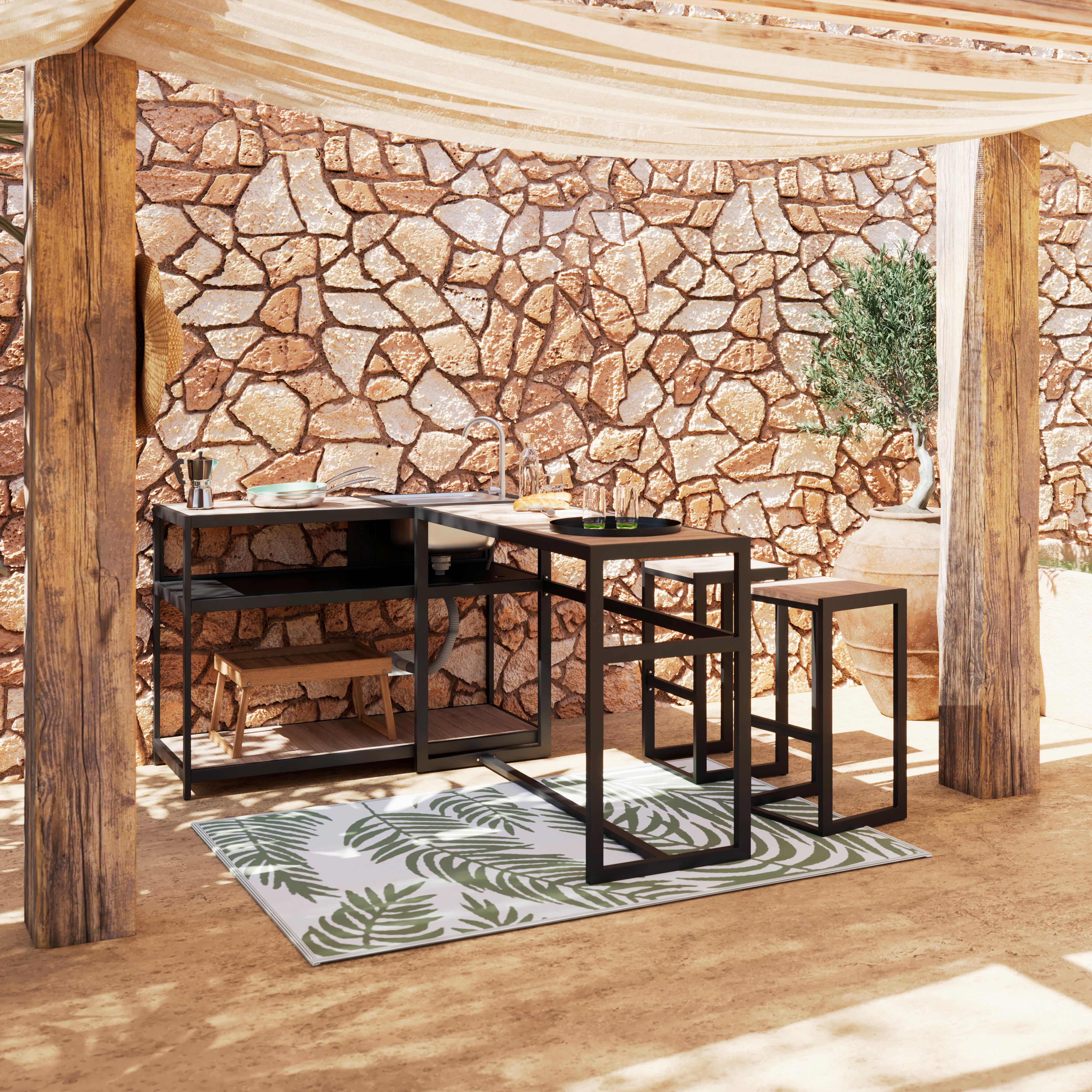 VENKOVNÍ KUCHYNĚ DELIA - černá/přírodní barvy, Moderní, kov/plast - Bessagi Garden