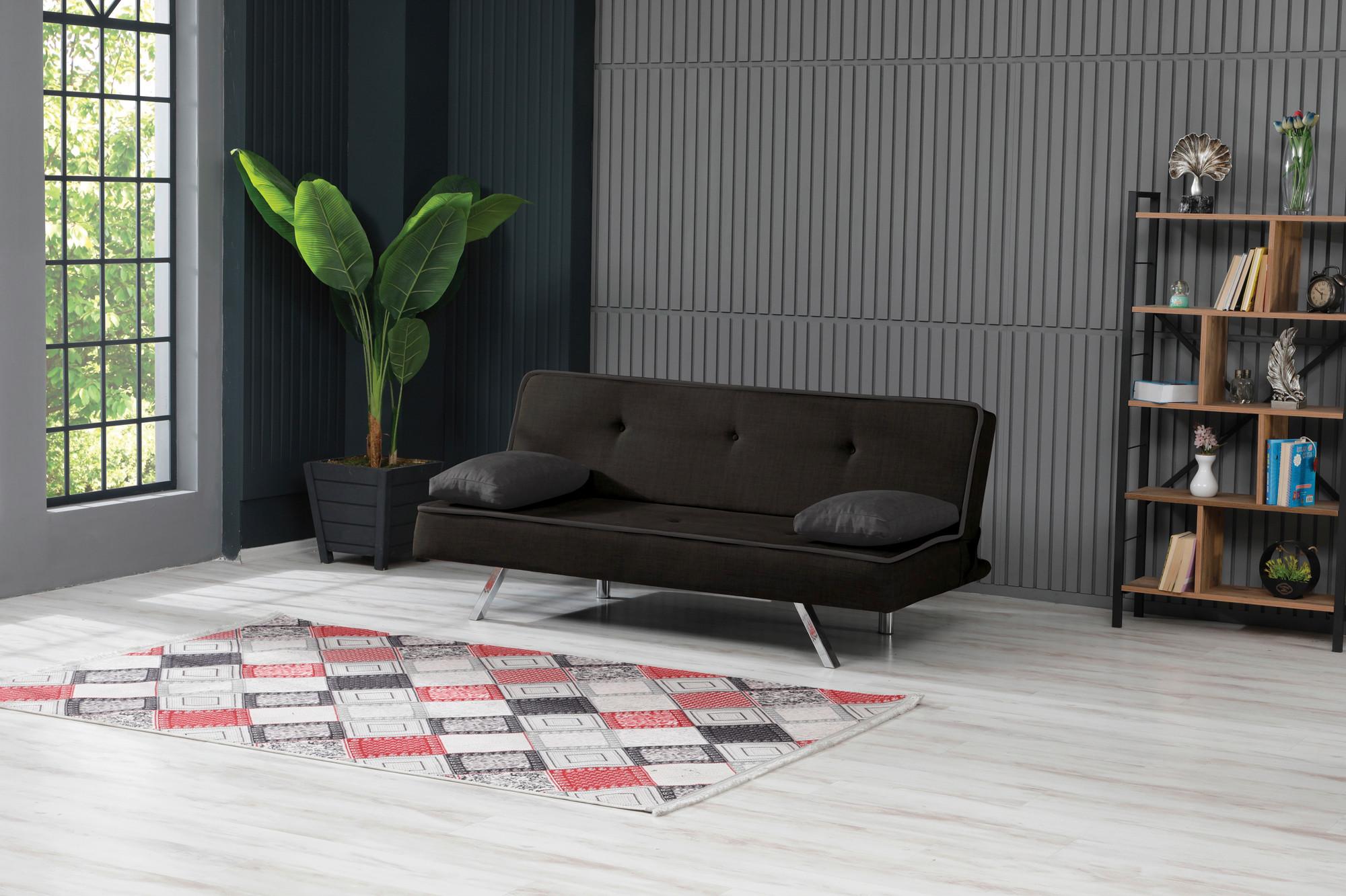 3-Sitzer-Sofa Norfolk Mit Schlaffunktion Schwarz - Schwarz/Grau, Design, Textil (183/84/82cm) - Livetastic