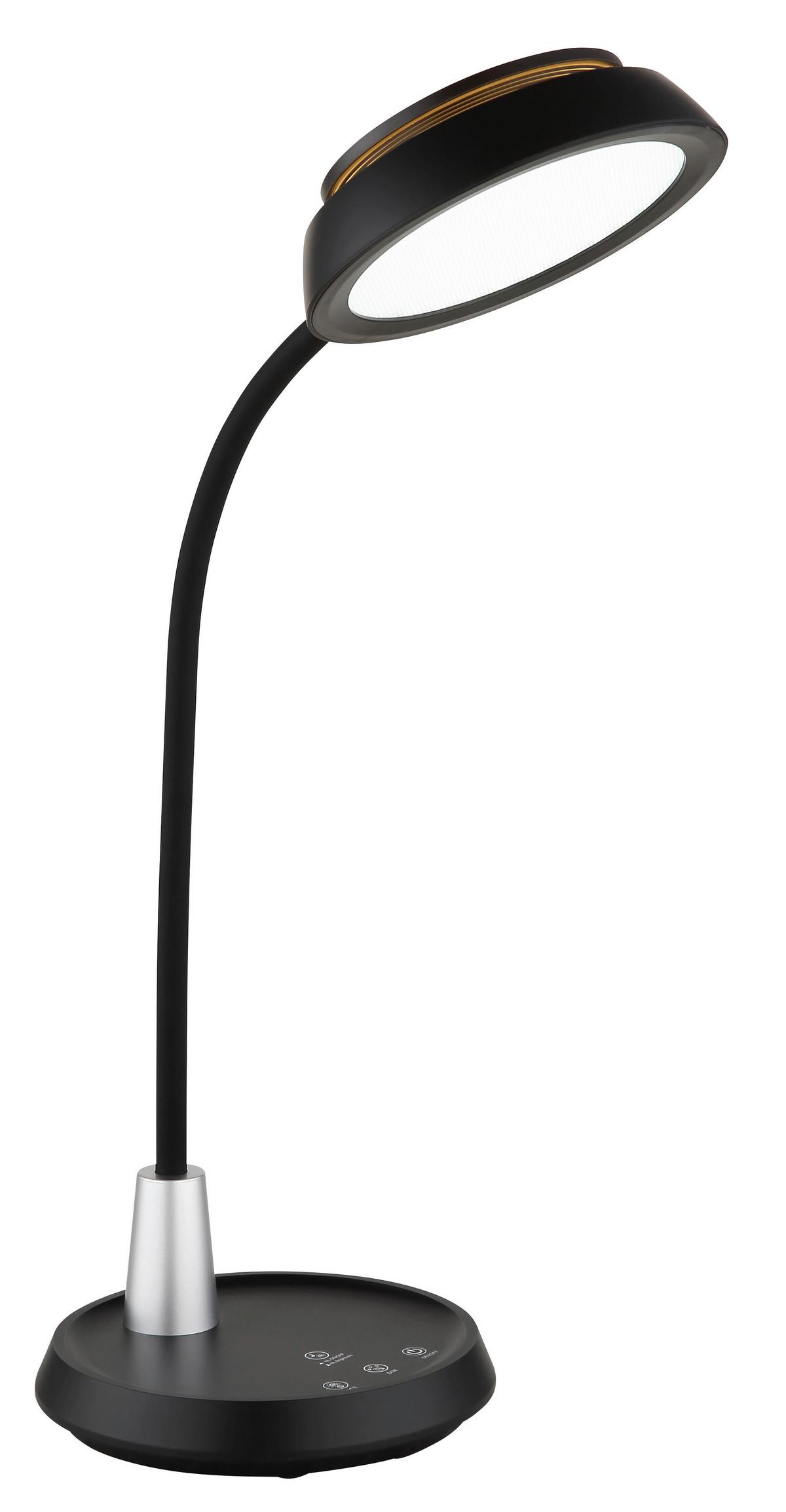 Led-tischleuchte Memory-Funktion - Silberfarben/Schwarz, Design, Kunststoff (30,6/17,2/44,8cm) - Globo