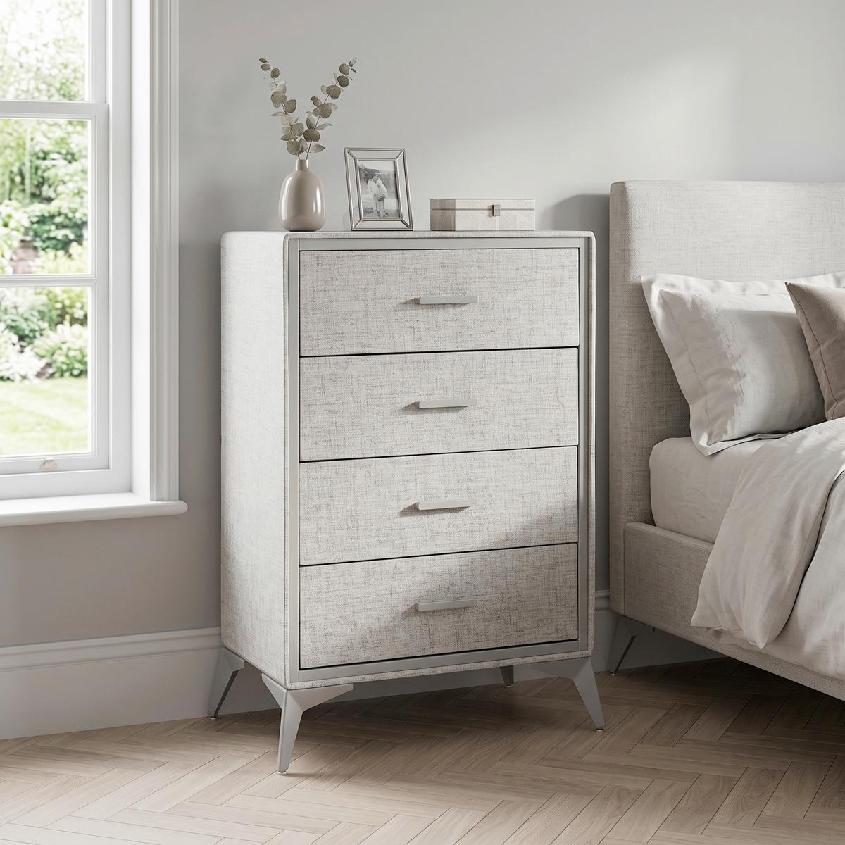 Kommode Skuffy Grau B: 60 cm - Grau, MODERN, Textil (60/90/35,5cm) - MID.YOU