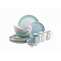 Kombiservice 4 Personen Geschirr Set - Pastellblau/Hellrosa, Basics, Keramik - Mäser