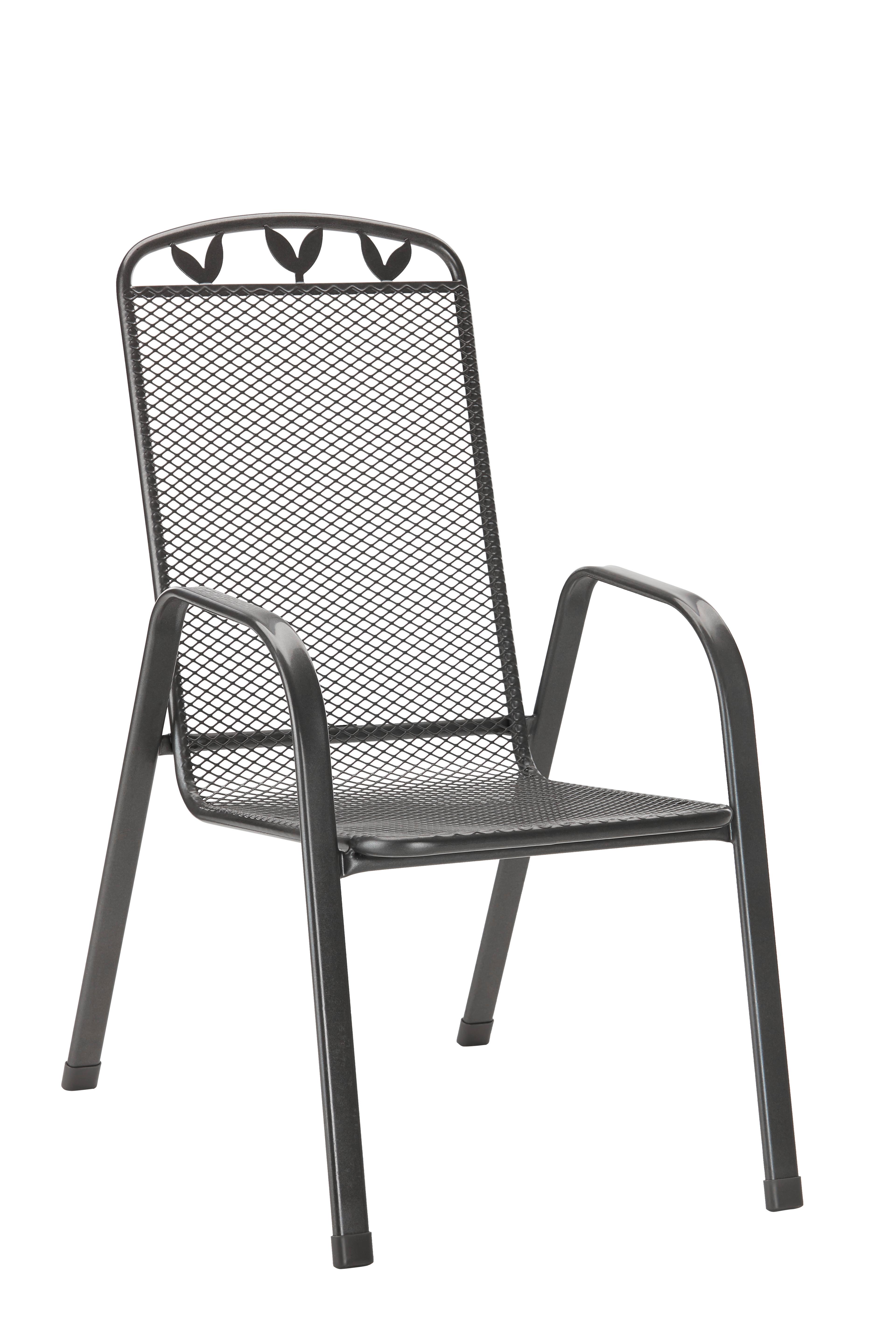 BRATISLAVA 2 Stohovatelné záhradní křeslo - barvy stříbra, kov/plast (55/97/73cm) - Modern Living