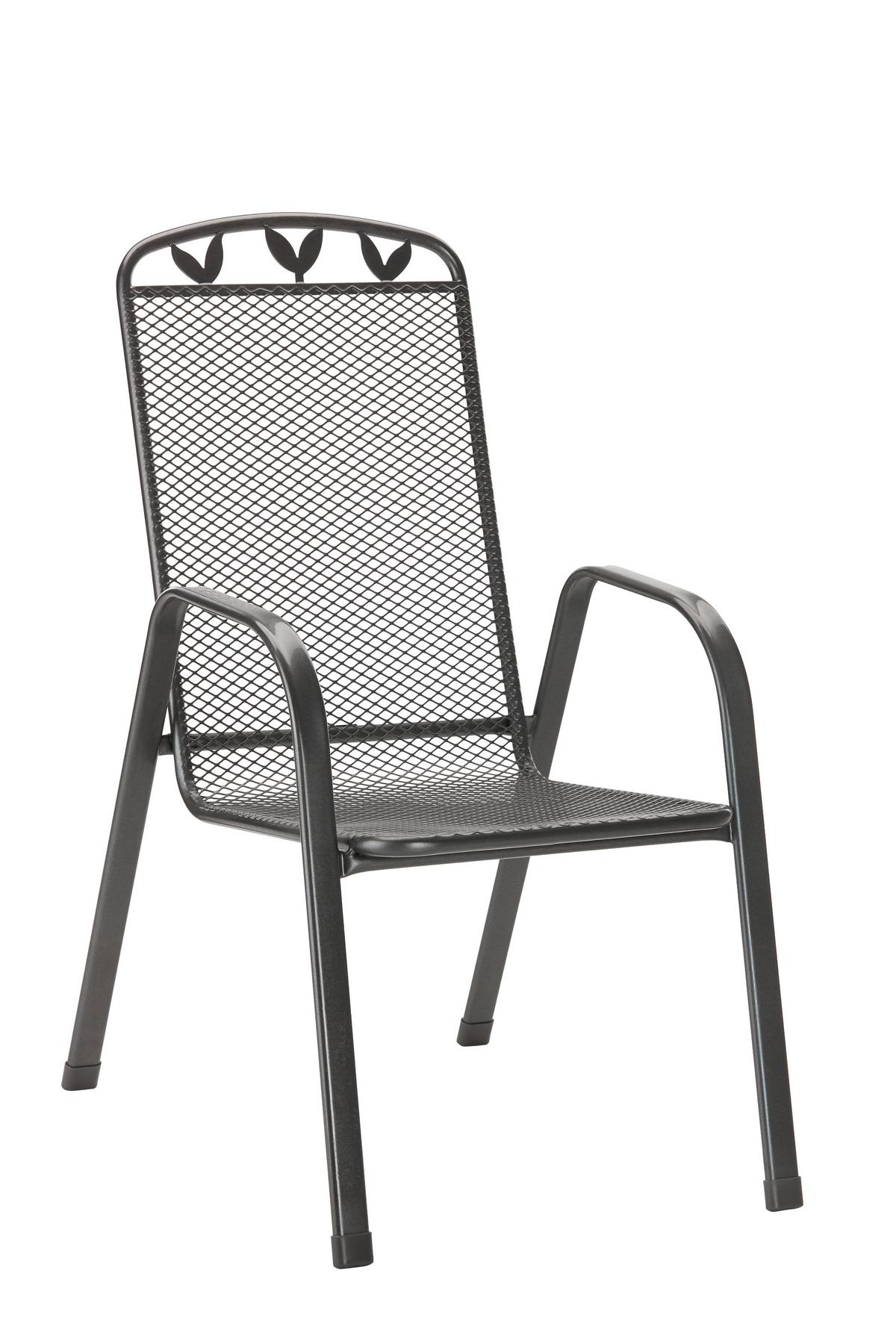 BRATISLAVA 2 Stohovatelné záhradní křeslo - barvy stříbra, kov/plast (55/97/73cm) - Modern Living