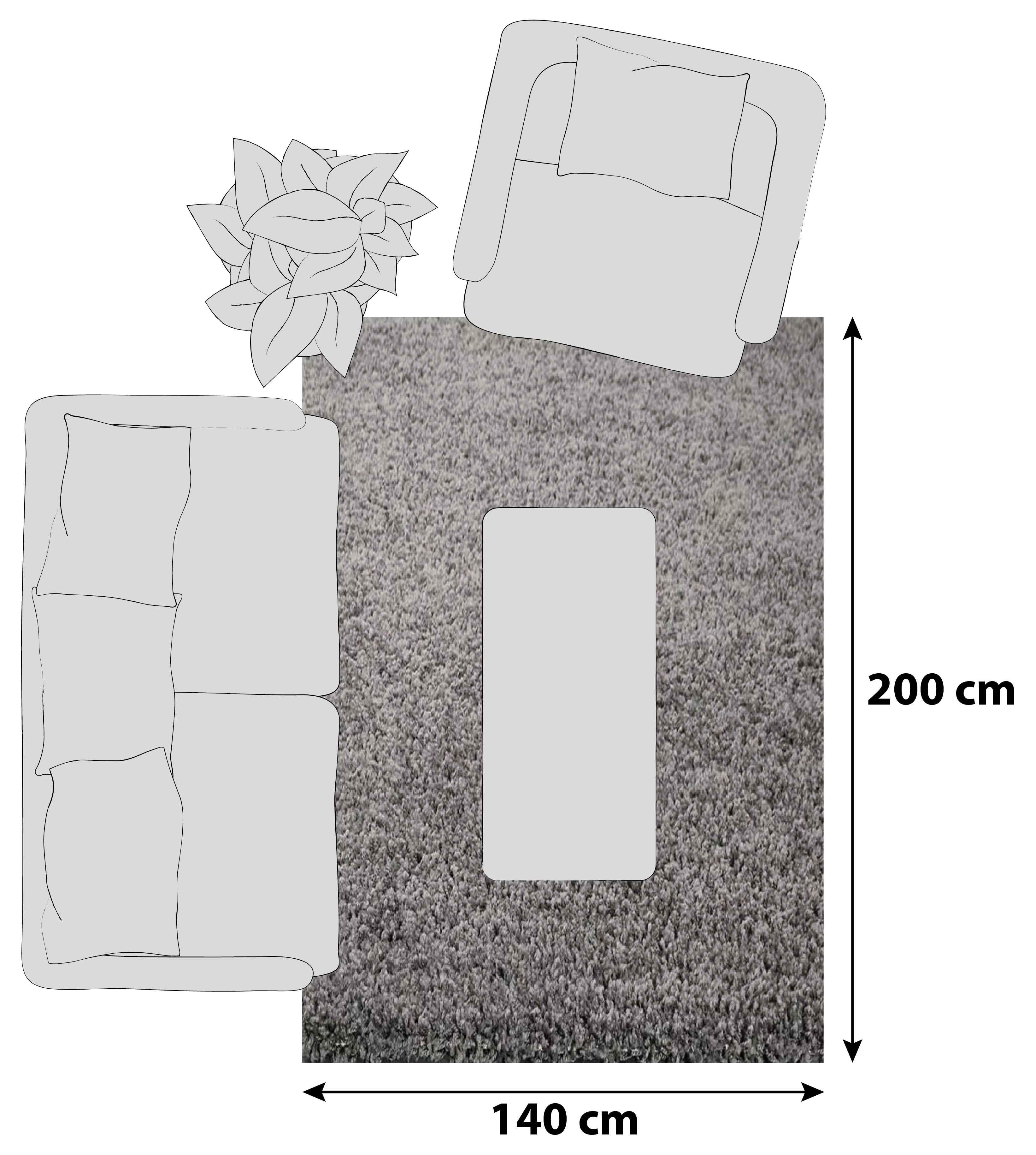 Hochflor Teppich Anthrazit Prime 140x200 cm - Anthrazit, MODERN, Textil (140/200cm)