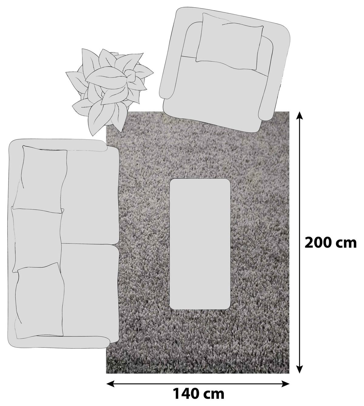 Hochflor Teppich Anthrazit Prime 140x200 Cm - Anthrazit, MODERN, Textil (140/200cm)