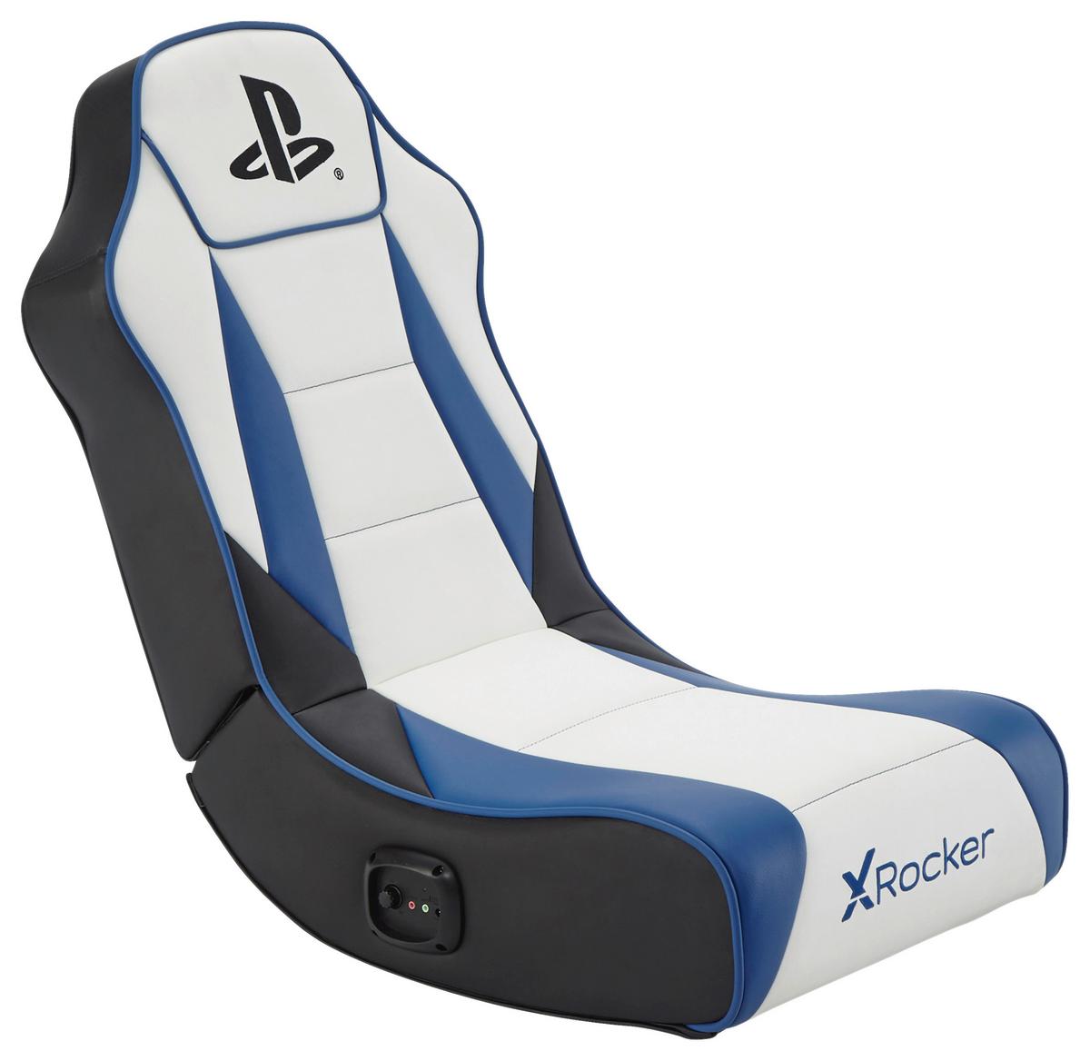 Gamingsessel Playstation Blau/schwarz/weiß B: 42 Cm - Blau/Schwarz, MODERN, Leder/Holzwerkstoff (42/68/74cm) - X Rocker
