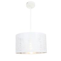 Hängeleuchte H: 120 Cm 1-Flammig, Weiß/ Chromfarben - Chromfarben/Weiß, Design, Kunststoff/Metall (38/120cm) - Globo