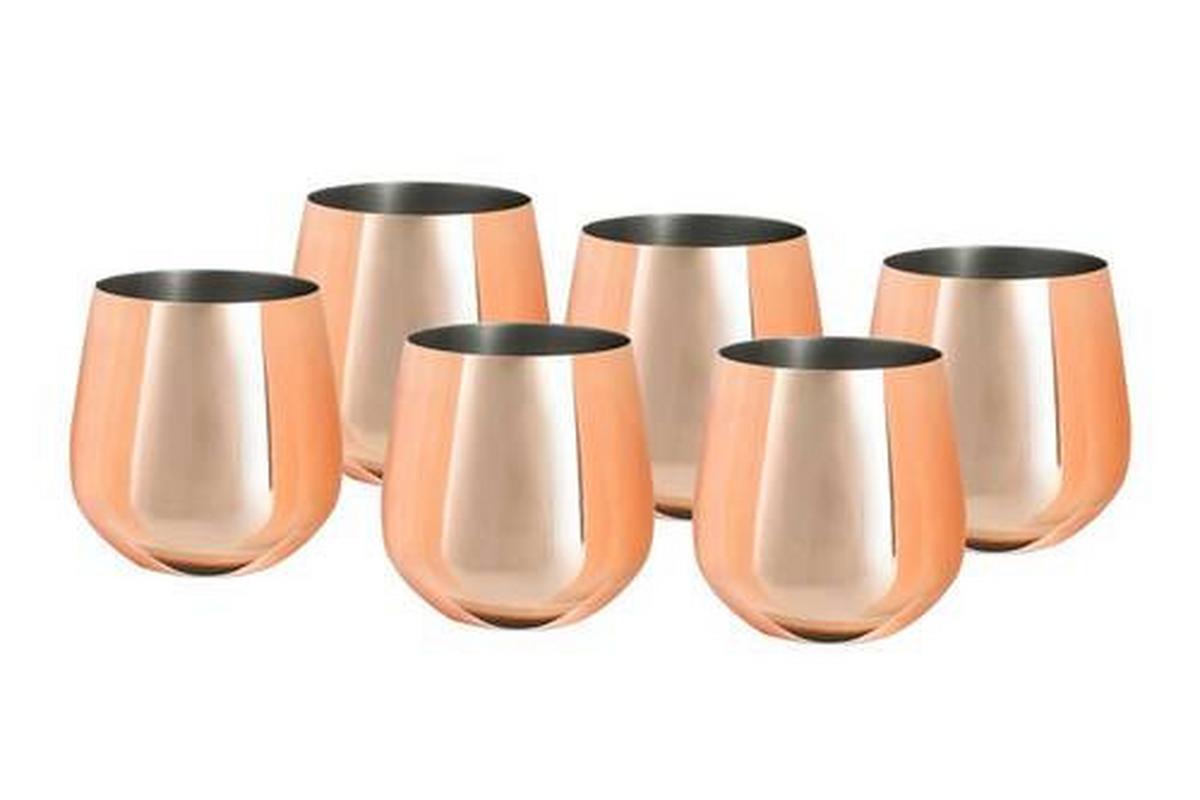 Gläserset 6-Teilig - Kupferfarben, Trend, Metall (9,9cm) - Echtwerk
