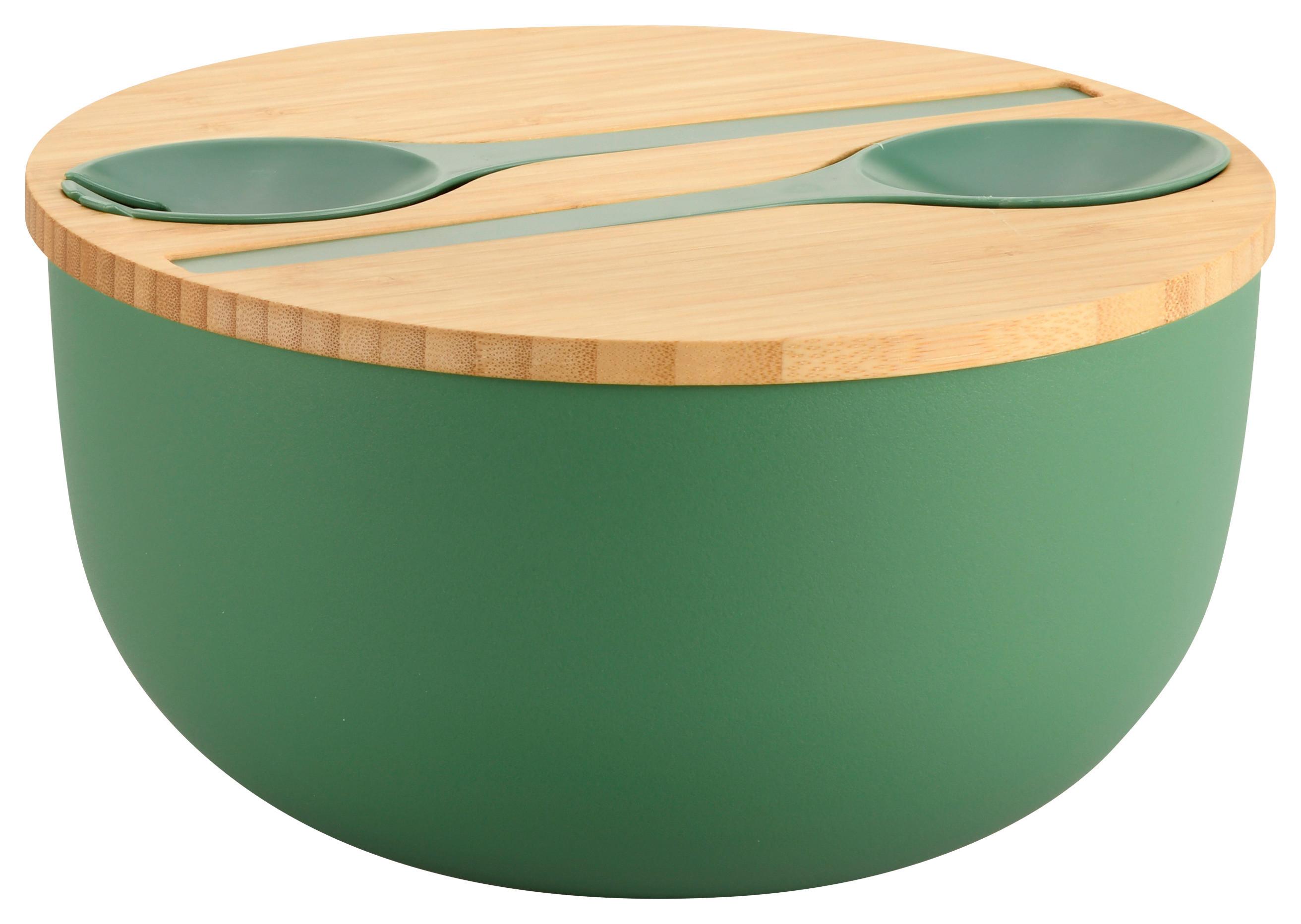 Salatschüssel 58471 - Hellbraun/Salbeigrün, Basics, Holz/Kunststoff (24/13/13cm) - Kesper