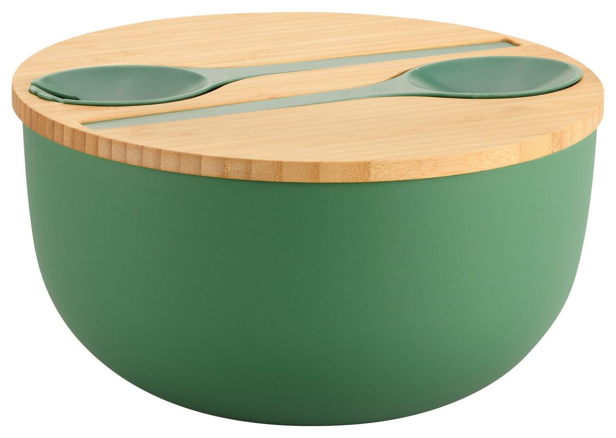 Salatschüssel 58471 - Hellbraun/Salbeigrün, Basics, Holz/Kunststoff (24/13/13cm) - Kesper