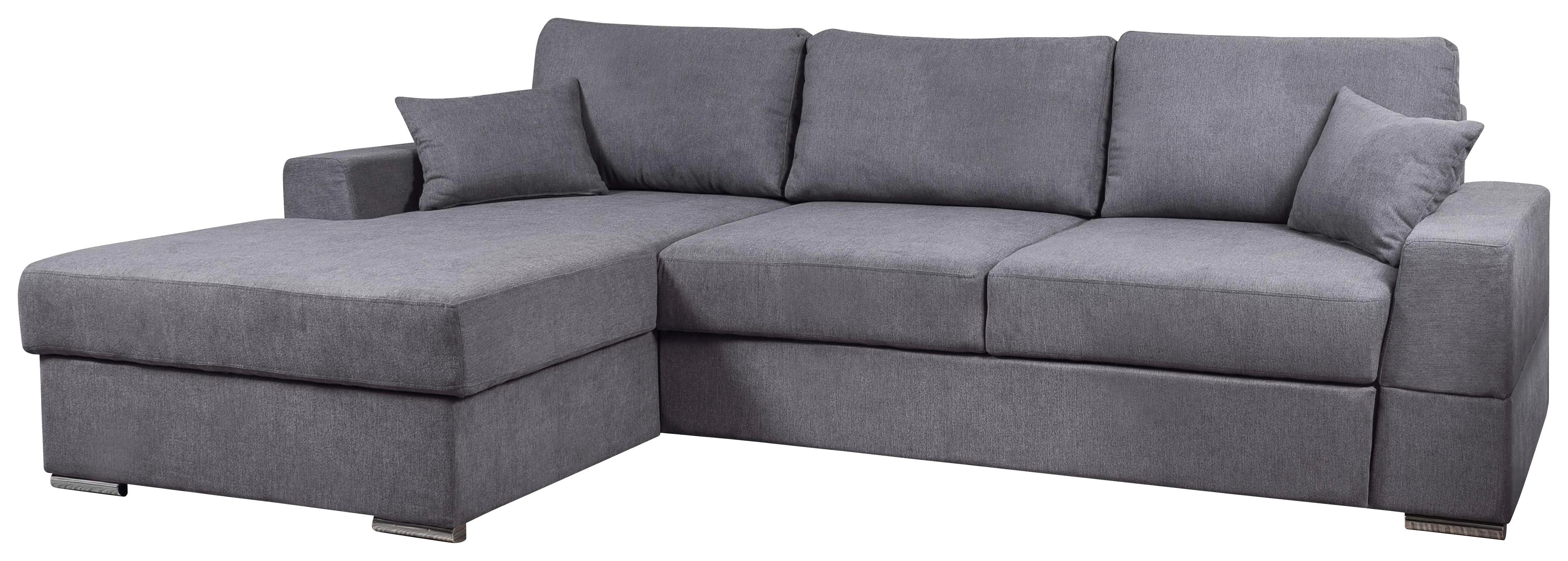 Rohová sedačka KUBA 2, levá, šedá tkanina - šedá/barvy stříbra, Konvenční, dřevo/textil (165/88/290cm)