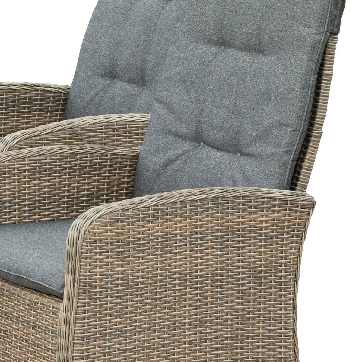 Gartengarnitur 5-Tlg. Atrani Textil/Glas/Metall/Kunststoff - Schieferfarben/Beige, KONVENTIONELL, Glas/Kunststoff - Gardenson