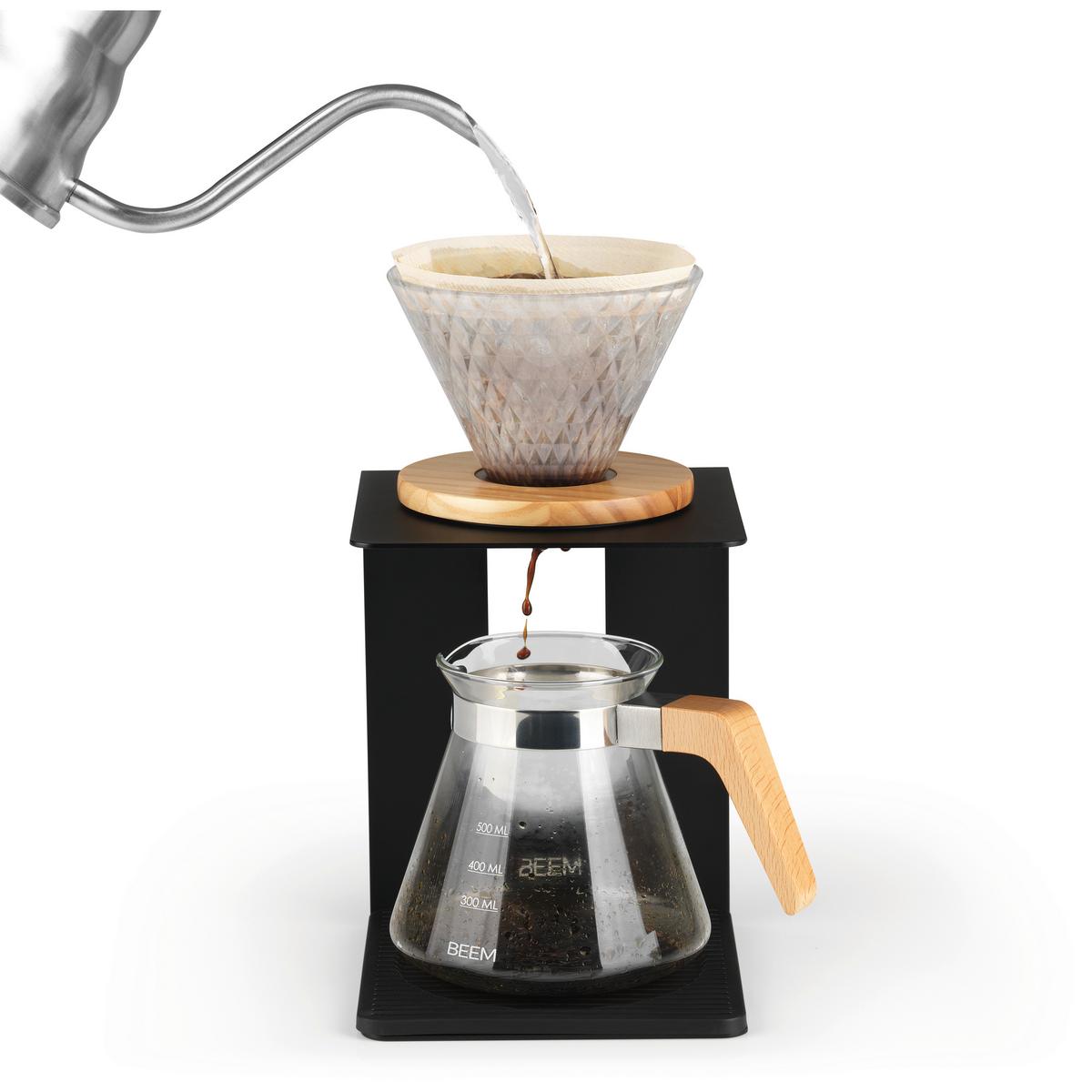 French Press Pour Over Set inkl. Kaffeefilter, Glaskanne - Schwarz, Basics, Glas (14/26,5/19cm) - Beem