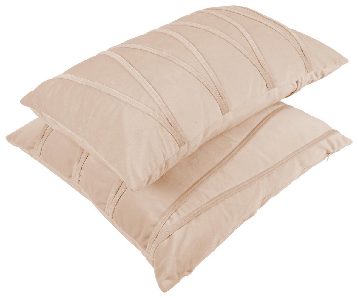 Zierkissen Paulina 30/45x50/45 Cm Polyester Champagner + Zipp - Champagner, KONVENTIONELL, Textil (30x45/50x45cm)