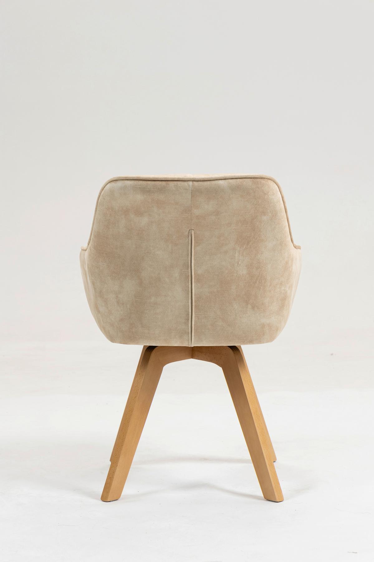 Armlehnstuhl Hanna Beige, Sitzfl. 180° Drehb. - Beige/Buchefarben, KONVENTIONELL, Holz/Textil (63/83/63cm)