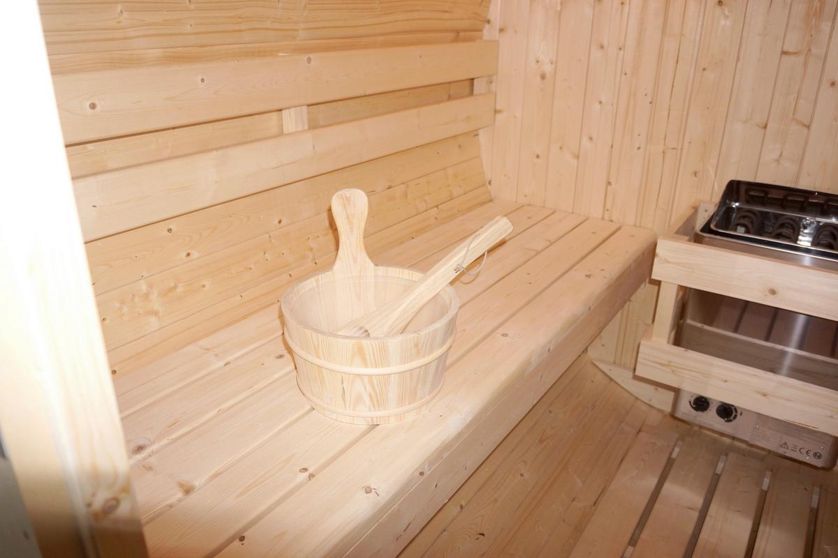 Saunafass Tromsö Fichtefarben B: 180 Cm - Fichtefarben, KONVENTIONELL, Glas/Holz (189/180/191,5cm) - Sanotechnik