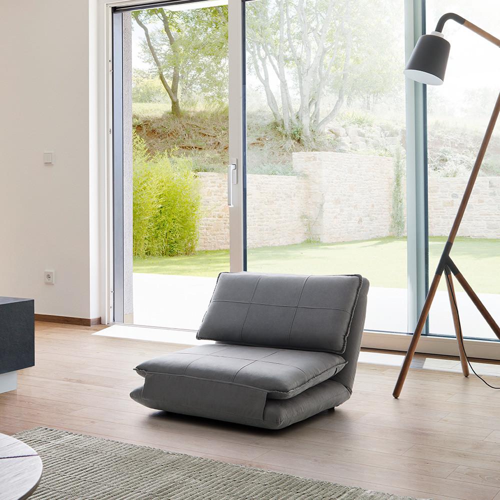 Rozkládací křeslo ENI, šedá - šedá/černá, Moderní, kov/textil (73/56/72cm) - Bessagi Home